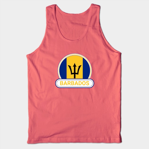 Barbados Country Badge - Barbados Flag Tank Top by Yesteeyear